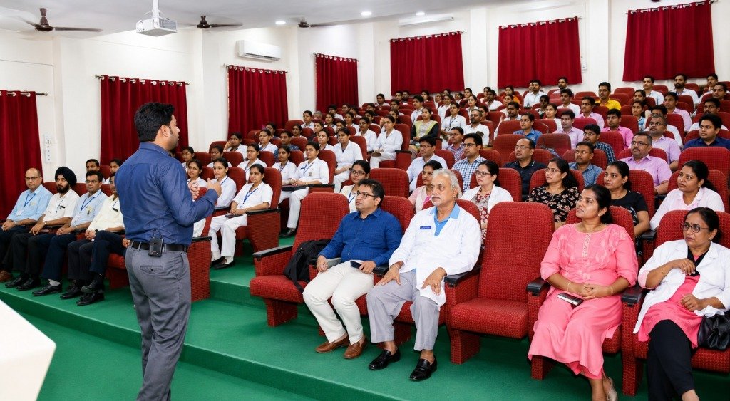 HospiQ Founder Addressing Keynote Auditorium Workshop